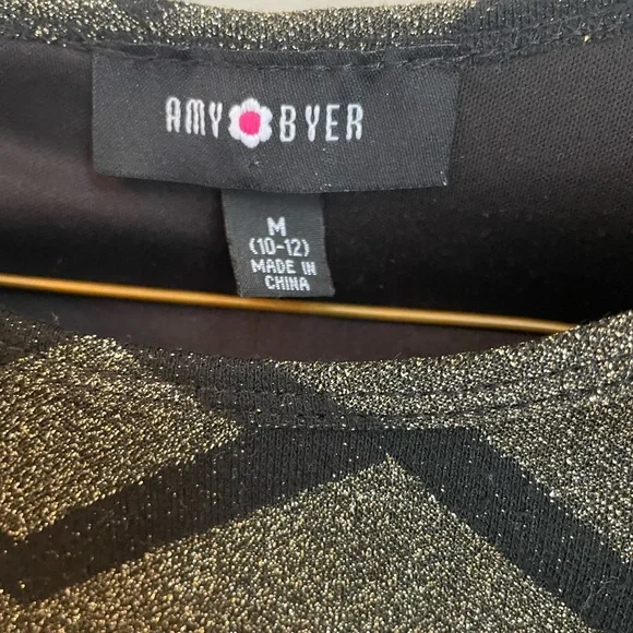 Amy Byer Black and Gold Chevron Shift Dress - Picture 3 of 4